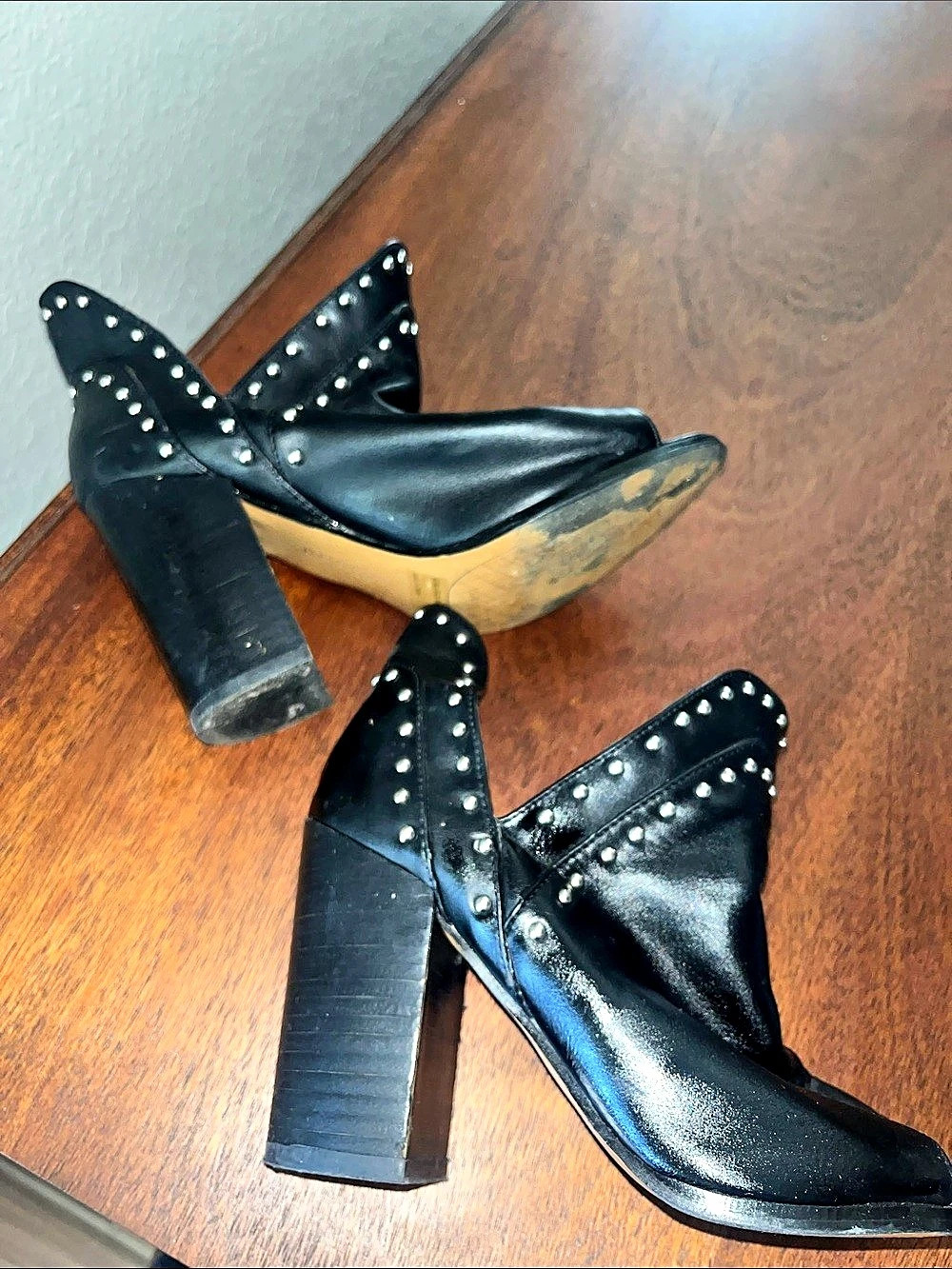 Report Studded Open Toe Heels in Black